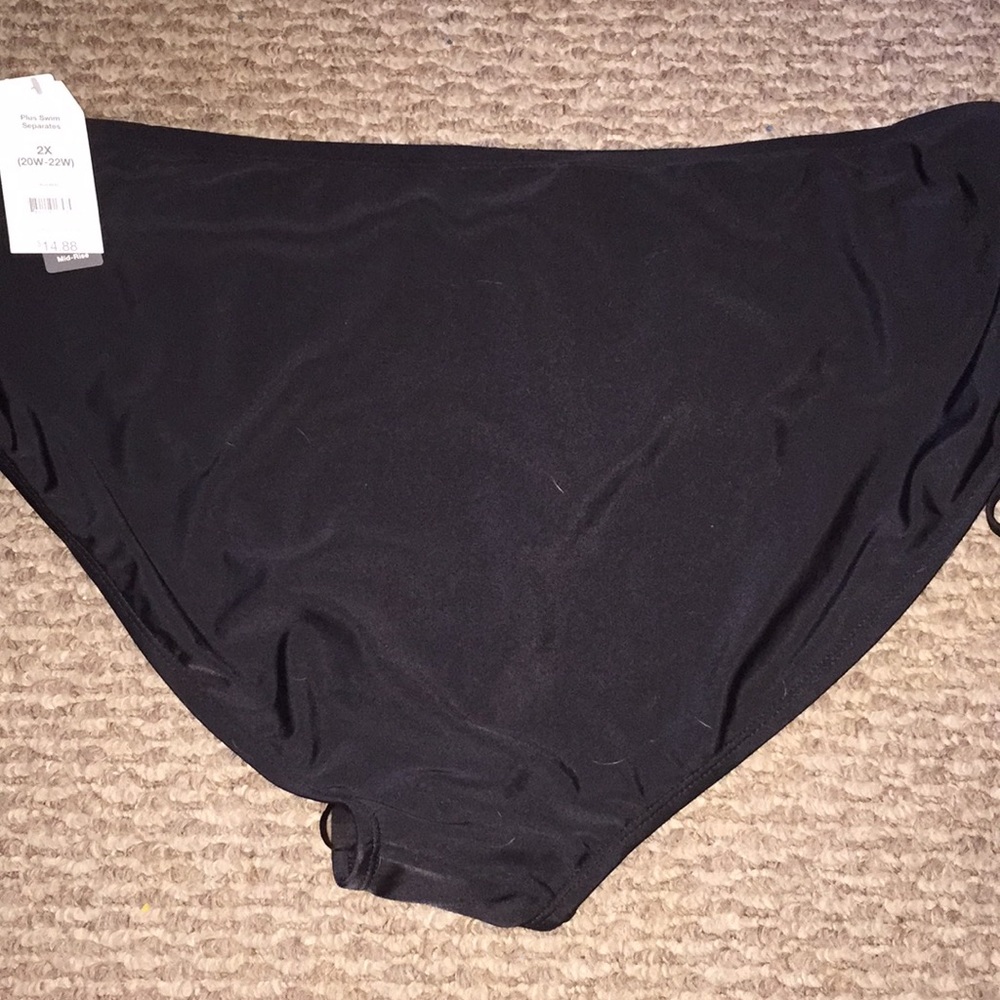 Black Plus Size Swim Bottom Time & Tru 2X - Picture 2 of 3